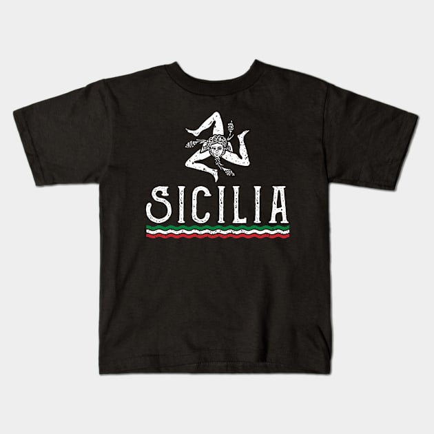 Love Sicilia Crest Siciliano Pride Kids T-Shirt by zeno27